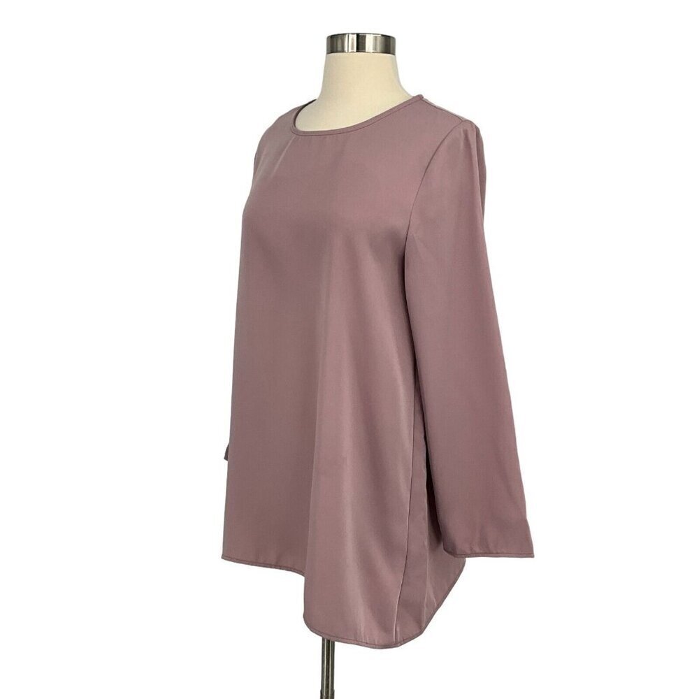 Veiled Collection Size S Tunic Top Dusty Pink Long Sleeve Basic 100% Polyester - Picture 2 of 12